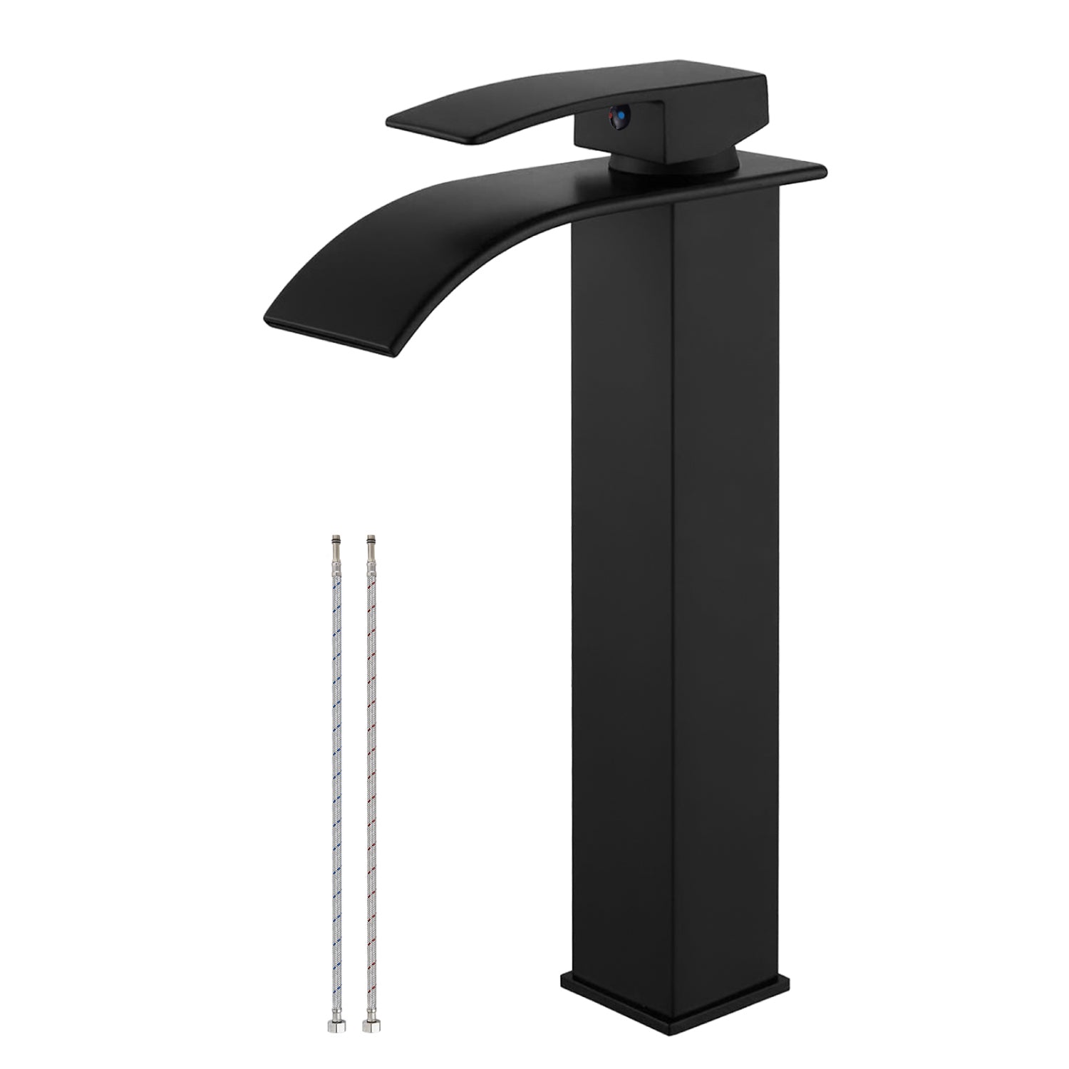 Airuida Vessel Sink Faucet, Tall Waterfall Bathroom Faucet, Single Handle One Hole Mixer Bowl Tap with Large Rectangular Spout, Bar Sink Faucet Lavatory Vanity