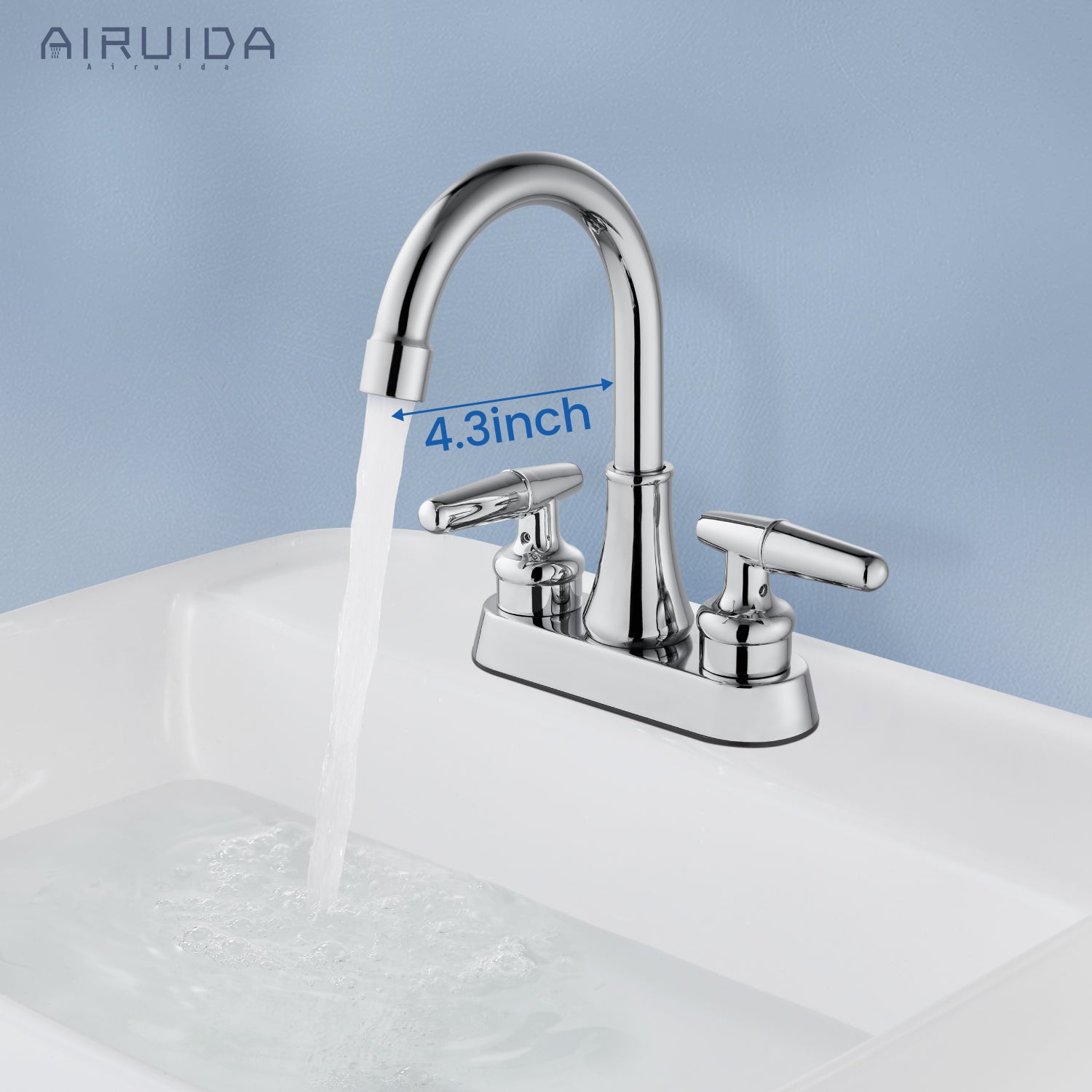 Airuida Bathroom Faucet 4 inch Centerset Two Handle Bathroom Sink Faucet 360°Swivel Spout Bathroom Faucet with Supply Hoses and Pop Up Drain Deck Mount