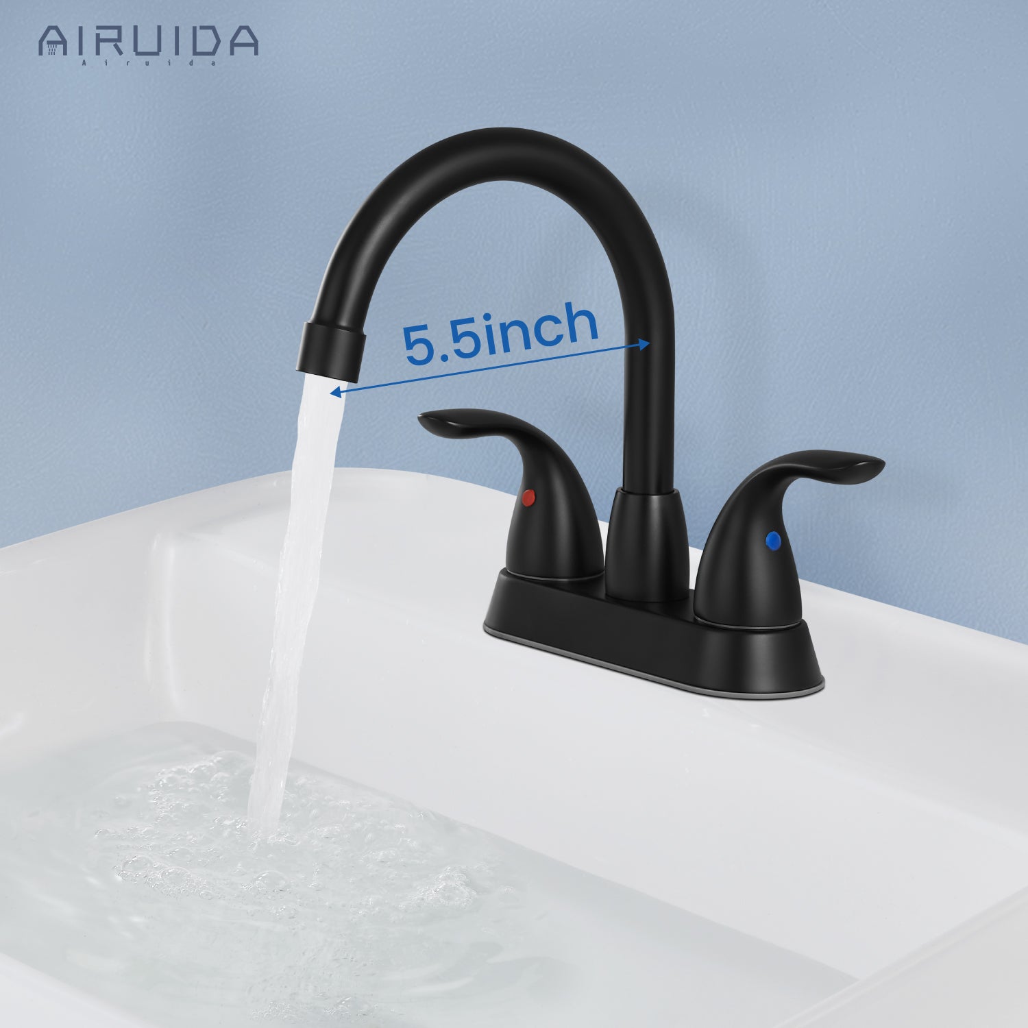 Airuida Bathroom Faucet 4 inch Centerset Two Handle Bathroom Sink Faucet 360°Swivel Spout Bathroom Faucet with Supply Hoses and Pop Up Drain Deck Mount