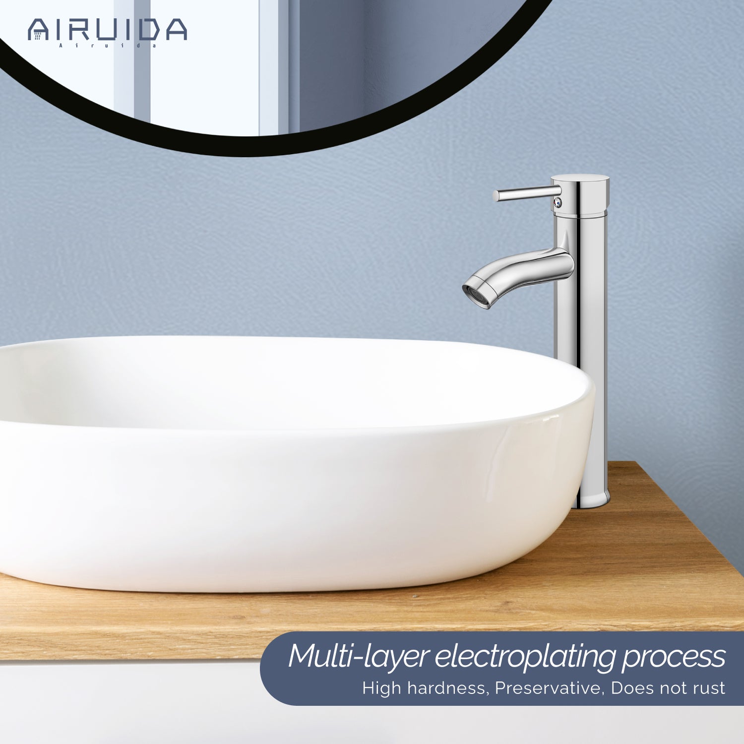 Airuida Vessel Bowl Sink Faucet Bathroom Single Handle Single Hole Deck Mount Stainless Steel Tall Bathroom Faucet with Pop Up Drain Sink Faucet Lavatory Vanity