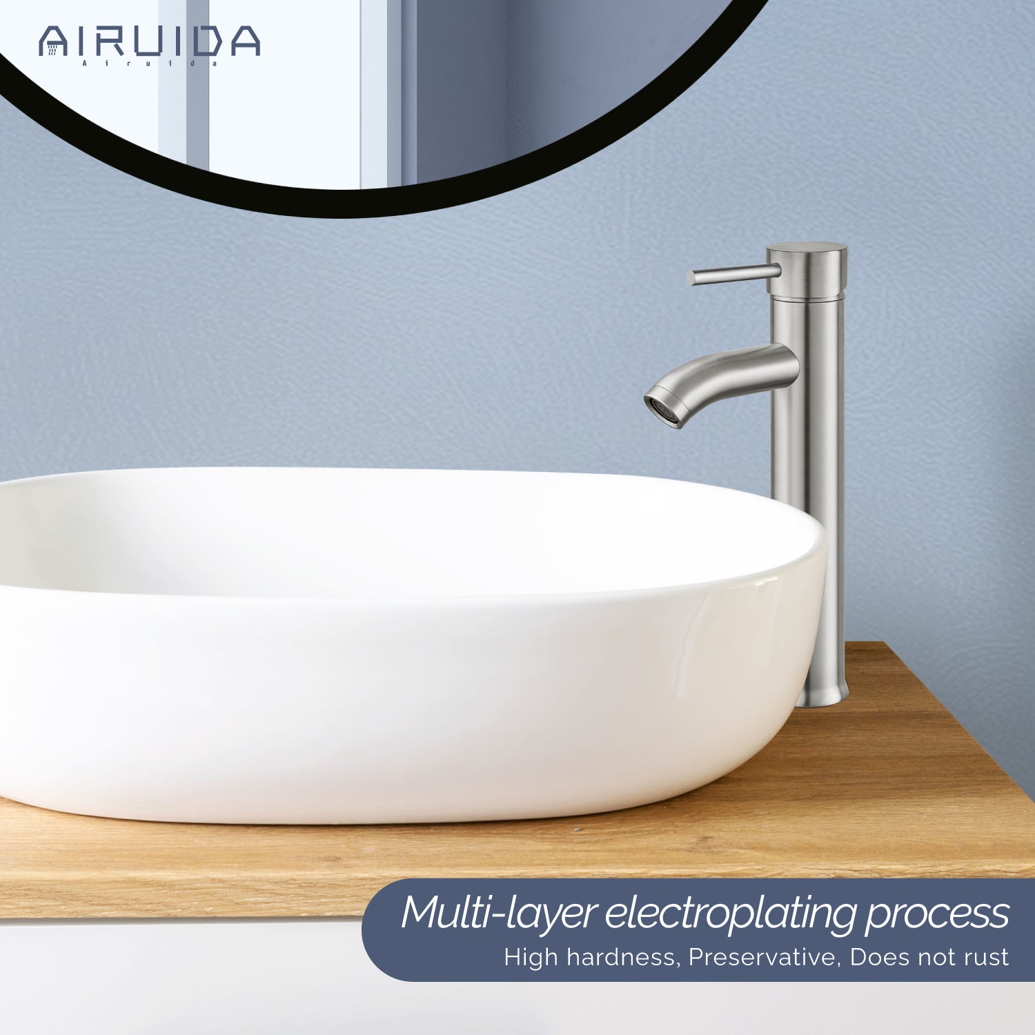 Airuida Vessel Bowl Sink Faucet Bathroom Single Handle Single Hole Deck Mount Stainless Steel Tall Bathroom Faucet with Pop Up Drain Sink Faucet Lavatory Vanity