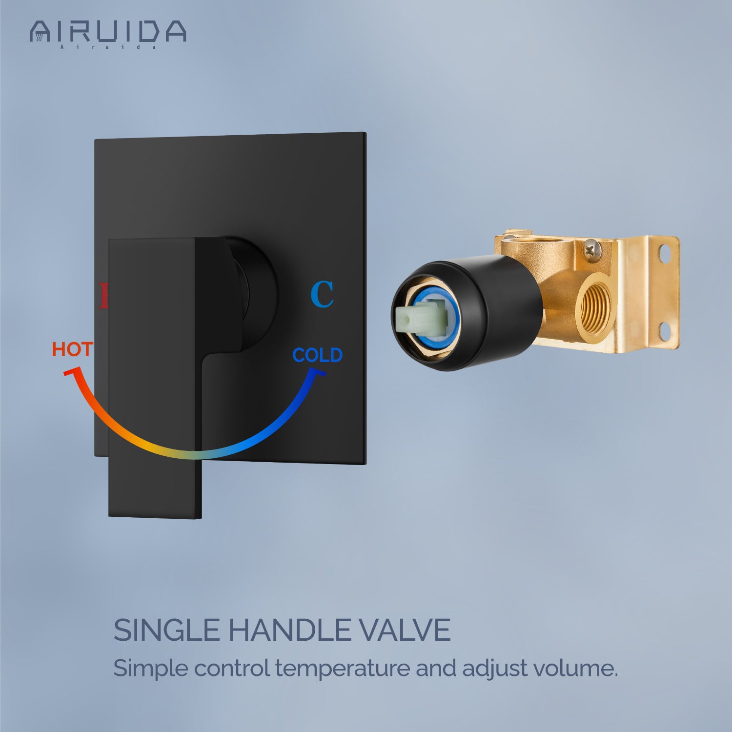 Airuida Single-Function Shower Handle Valve Trim Kit Shower Valves Wall Mount Brass Faucet Shower Rough-In Valve Bathroom Trim Kit Single Handle Tub Shower Valve Mixer