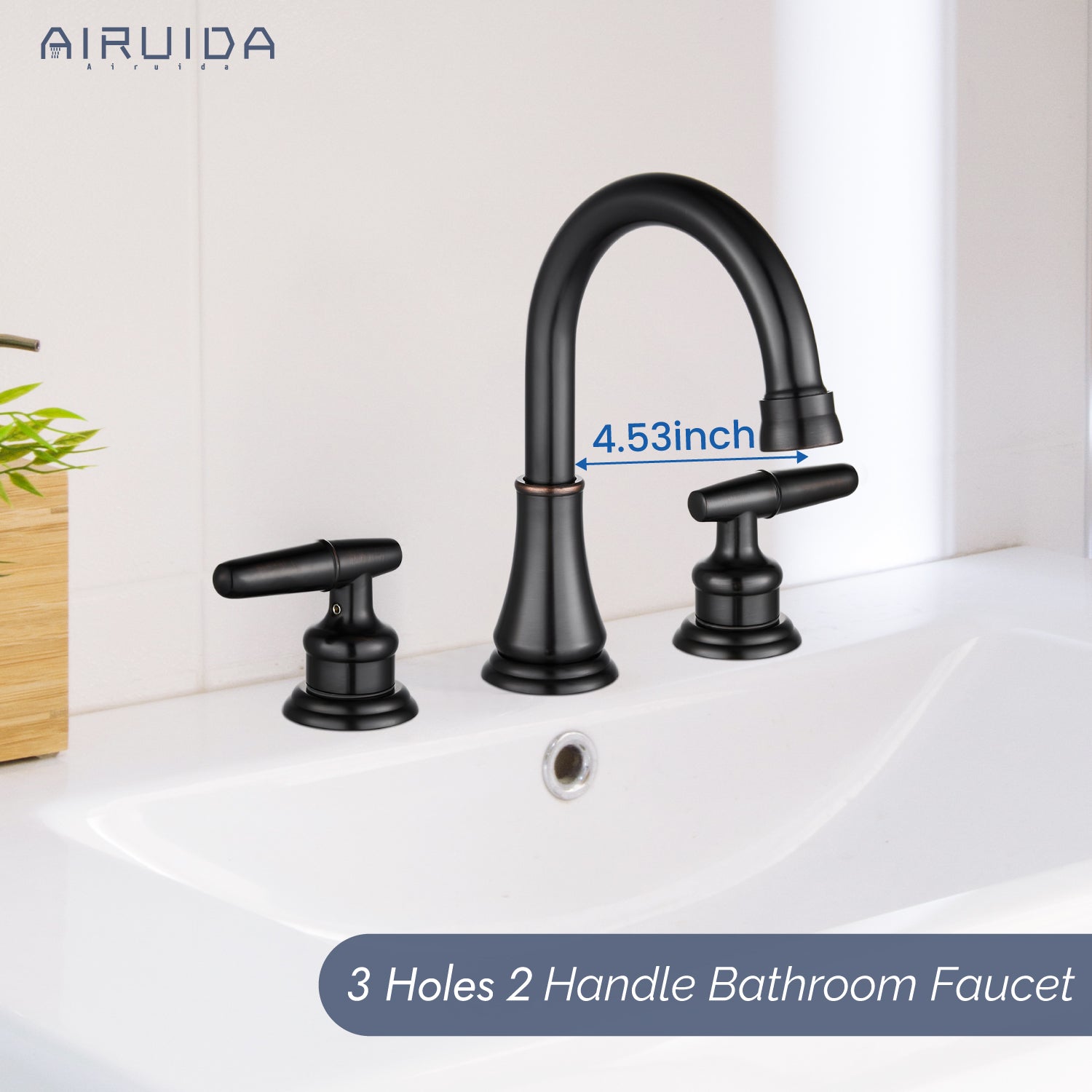 Airuida 8 Inch Widespread Bathroom Sink Faucet 2 Handles 3 Holes 360 Degree Swivel Spout Stainless Steel Lavatory Vanity Faucets Bathroom Faucets