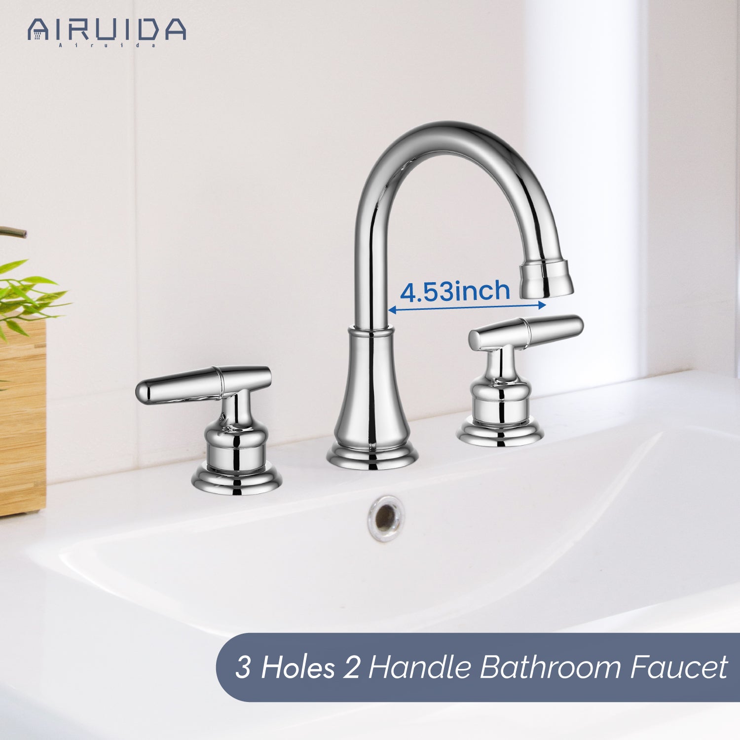 Airuida 8 Inch Widespread Bathroom Sink Faucet 2 Handles 3 Holes 360 Degree Swivel Spout Stainless Steel Lavatory Vanity Faucets Bathroom Faucets