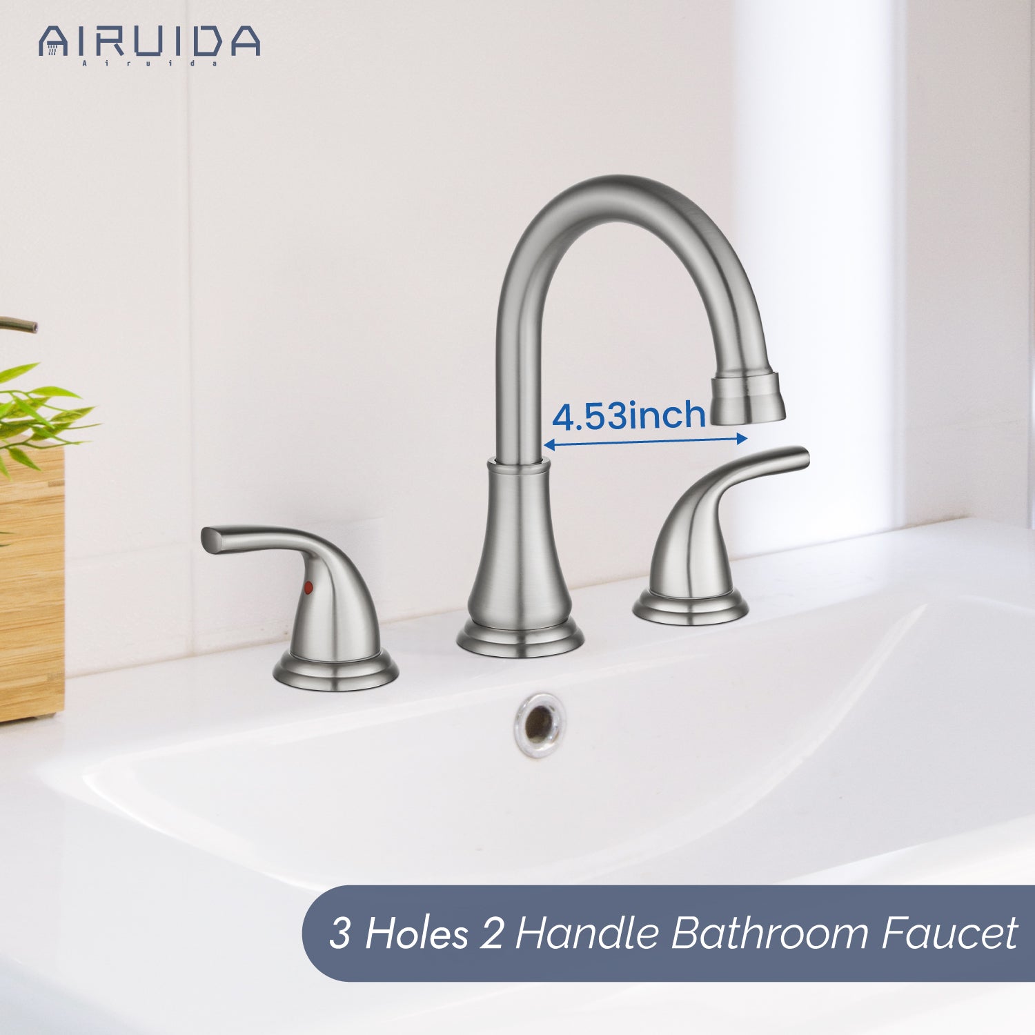 Airuida 8 Inch Widespread Bathroom Sink Faucet 2 Handles 3 Holes 360 Degree Swivel Spout Stainless Steel Lavatory Vanity Faucets Bathroom Faucets