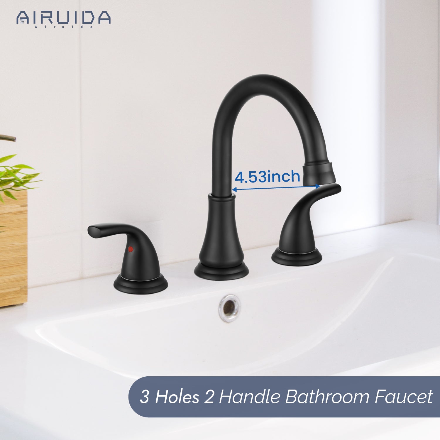 Airuida 8 Inch Widespread Bathroom Sink Faucet 2 Handles 3 Holes 360 Degree Swivel Spout Stainless Steel Lavatory Vanity Faucets Bathroom Faucets