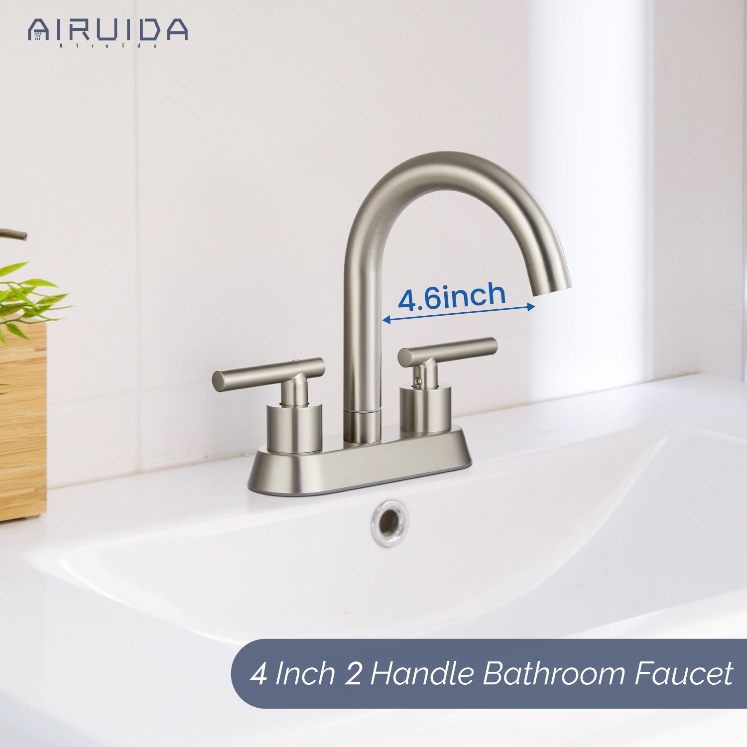 Airuida Bathroom Faucet 4 inch Centerset Two Handle Bathroom Sink Faucet 360°Swivel Spout Bathroom Faucet with Supply Hoses and Pop Up Drain Deck Mount