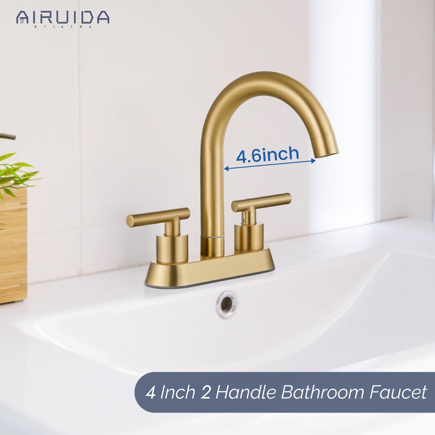 Airuida Bathroom Faucet 4 inch Centerset Two Handle Bathroom Sink Faucet 360°Swivel Spout Bathroom Faucet with Supply Hoses and Pop Up Drain Deck Mount