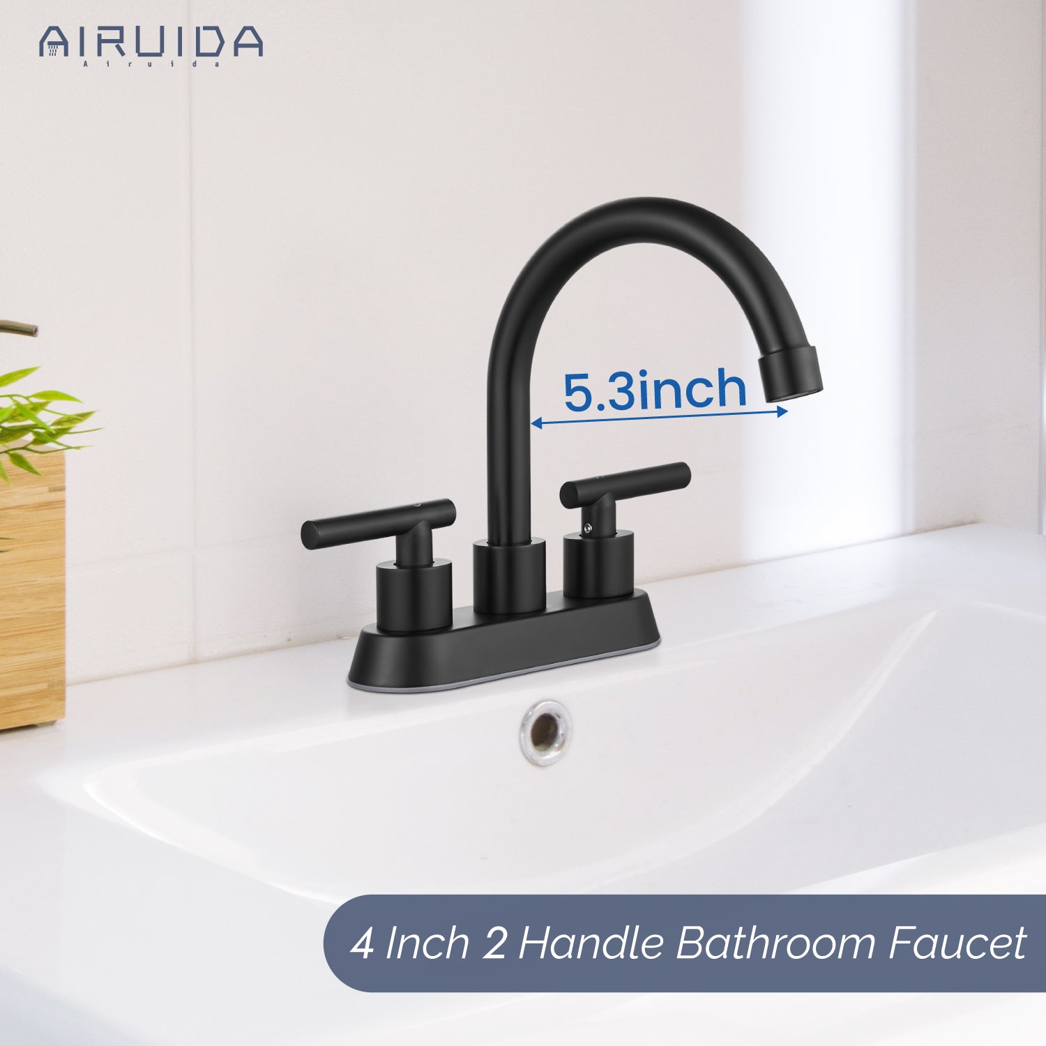 Airuida Bathroom Faucet 4 inch Centerset Two Handle Bathroom Sink Faucet 360°Swivel Spout Bathroom Faucet with Supply Hoses and Pop Up Drain Deck Mount