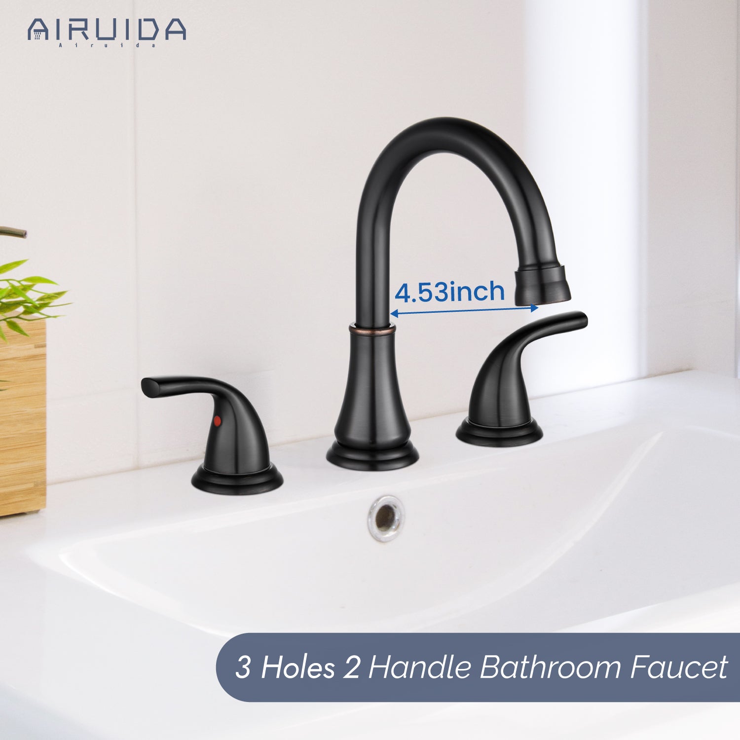 Airuida 8 Inch Widespread Bathroom Sink Faucet 2 Handles 3 Holes 360 Degree Swivel Spout Stainless Steel Lavatory Vanity Faucets Bathroom Faucets