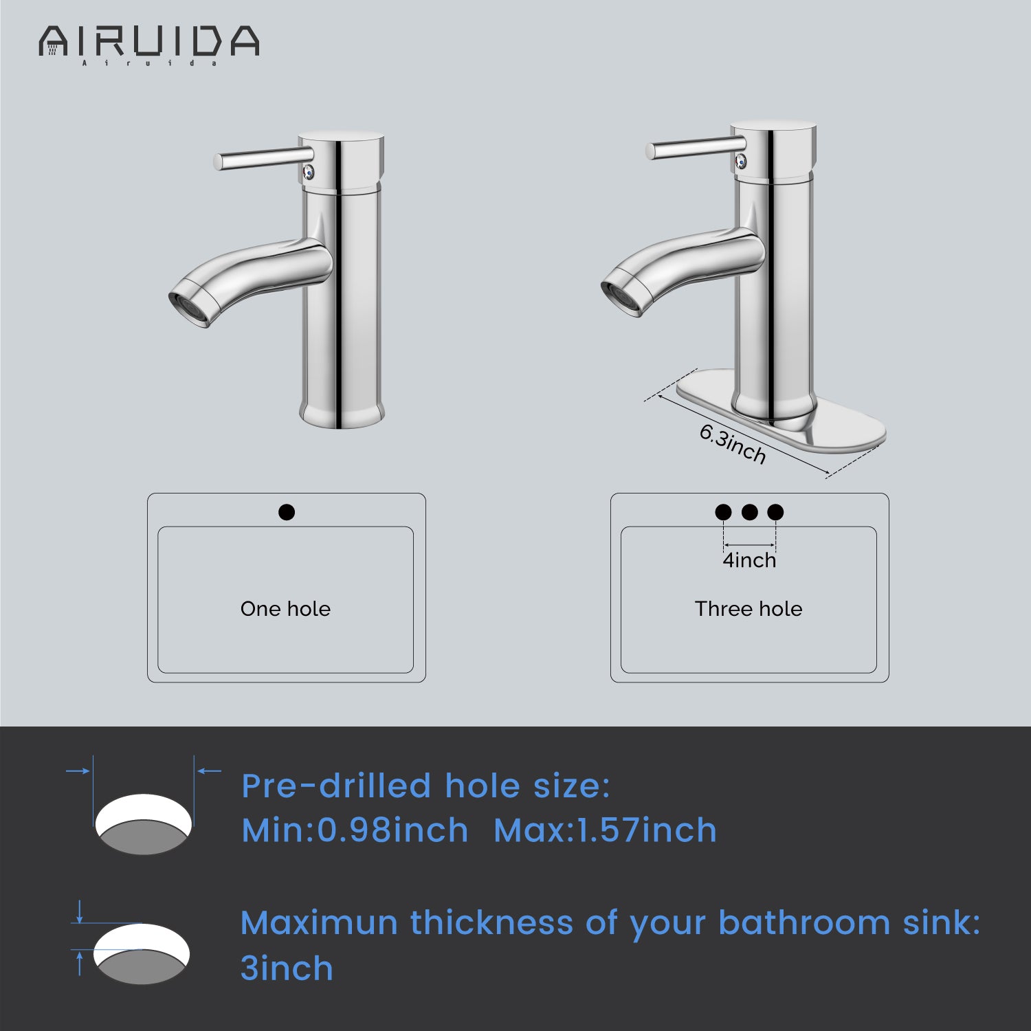 Airuida Short Bathroom Bowl Vessel Sink Faucet Bathroom Stainless Steel Mixer Tap Single Handle Single Hole Deck Mount with Circular Spout Bowl Vanity Faucets