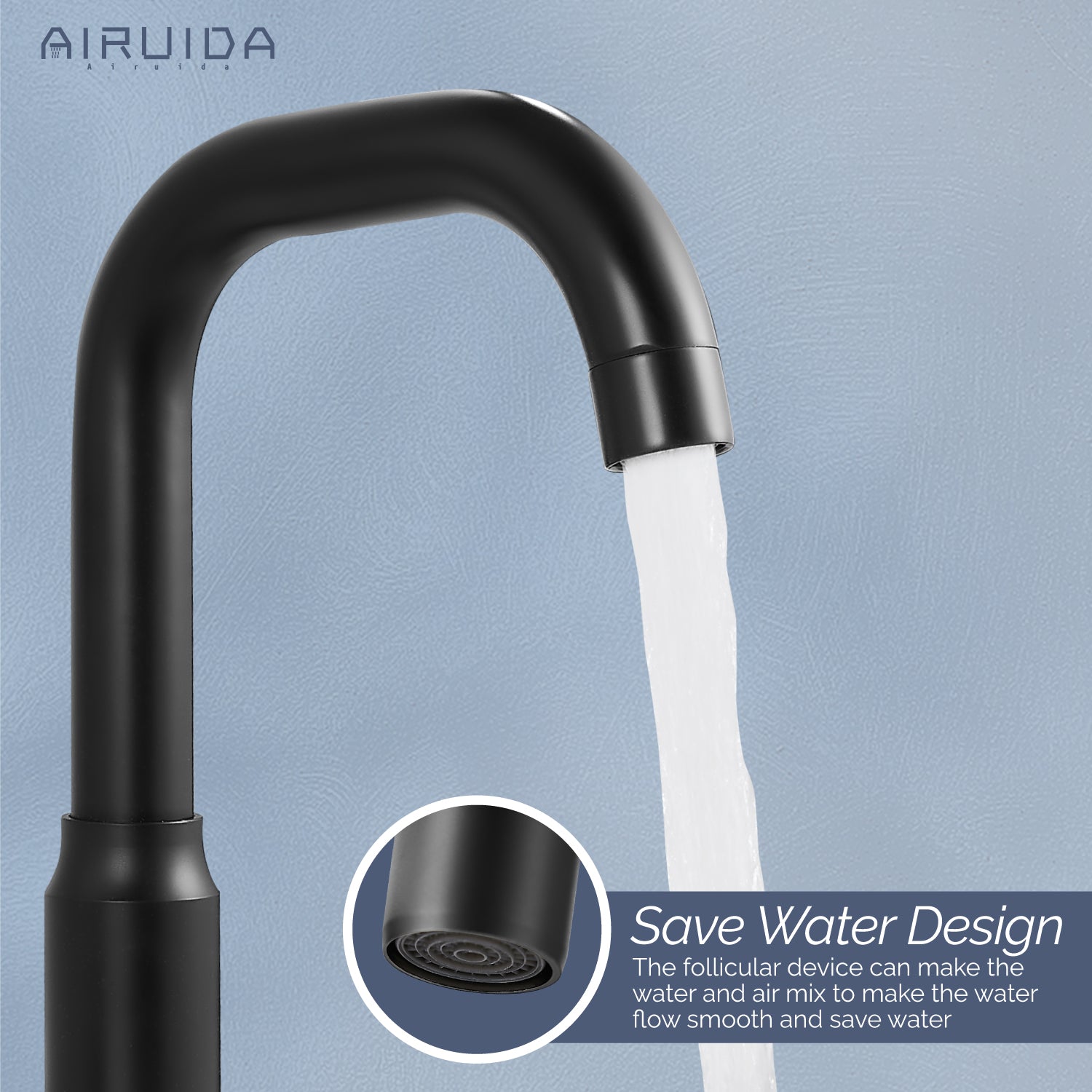 Airuida 8 Inch Widespread Bathroom Sink Faucet 2 Handles 3 Holes 360 Degree Swivel Spout Stainless Steel Lavatory Vanity Faucets Bathroom Faucets