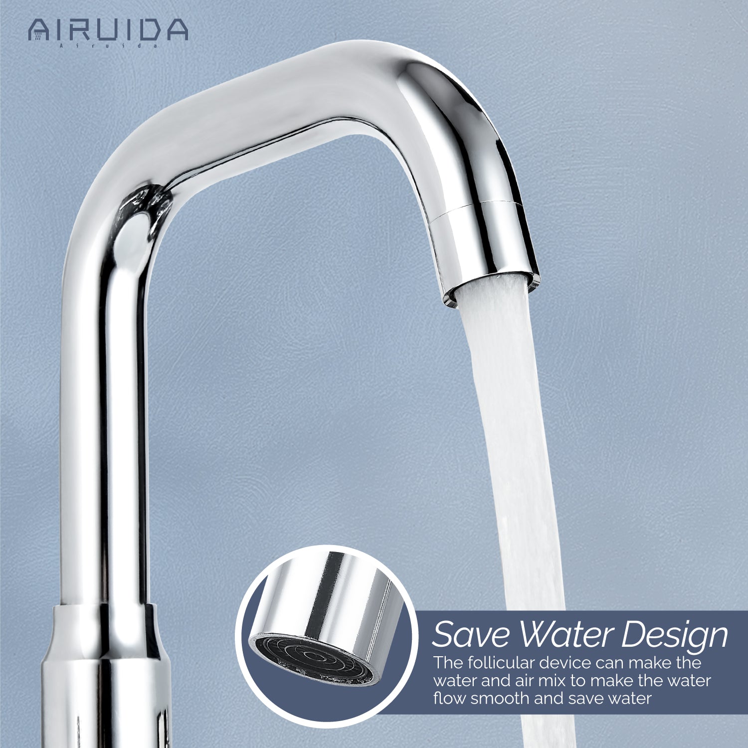 Airuida 8 Inch Widespread Bathroom Sink Faucet 2 Handles 3 Holes 360 Degree Swivel Spout Stainless Steel Lavatory Vanity Faucets Bathroom Faucets