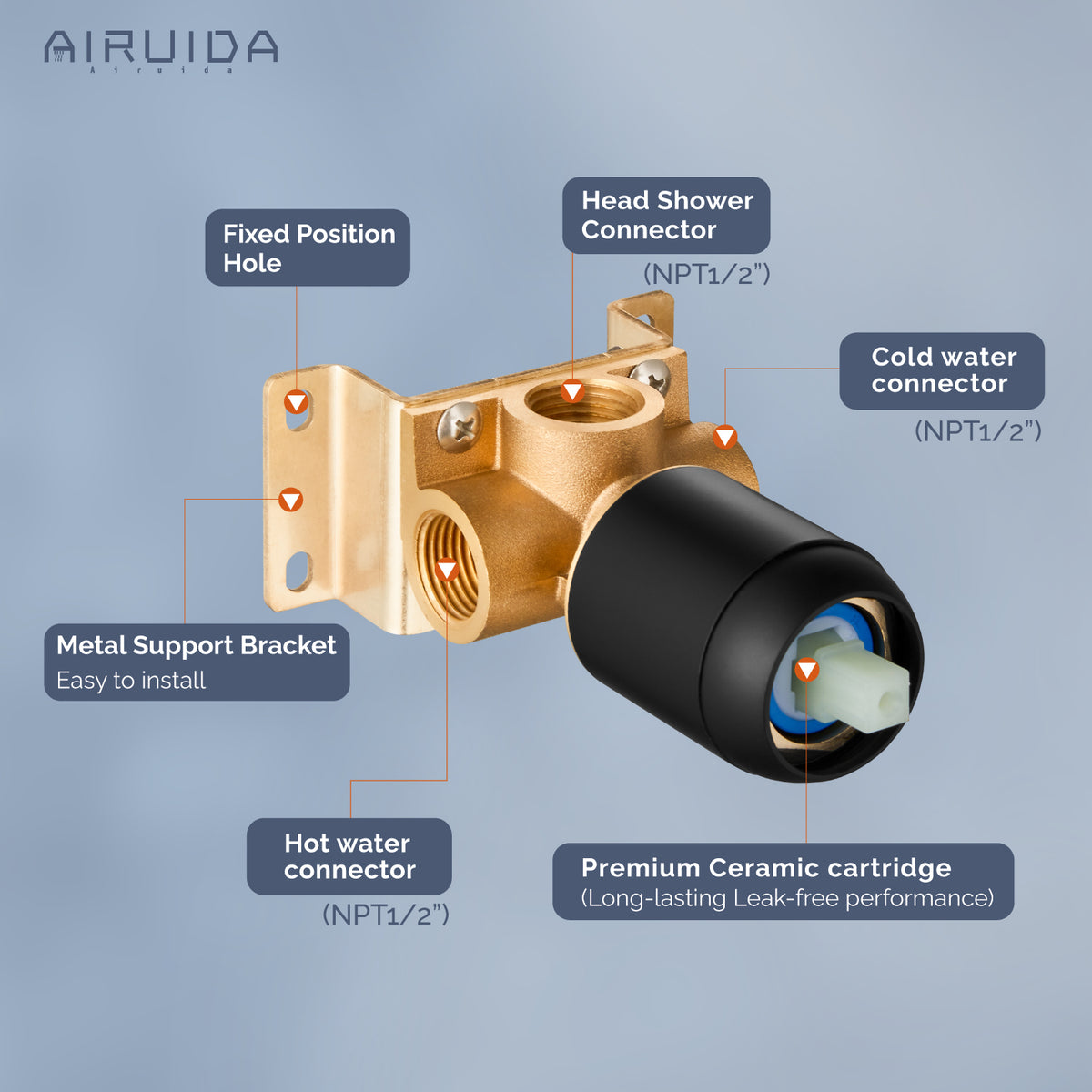 Airuida SingleFunction Shower Handle Valve Trim Kit Shower Valves Wal