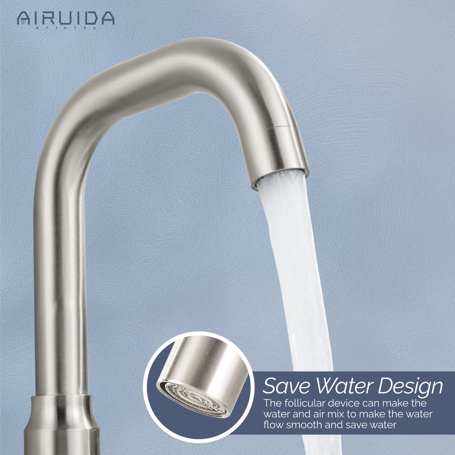 Airuida 8 Inch Widespread Bathroom Sink Faucet 2 Handles 3 Holes 360 Degree Swivel Spout Stainless Steel Lavatory Vanity Faucets Bathroom Faucets