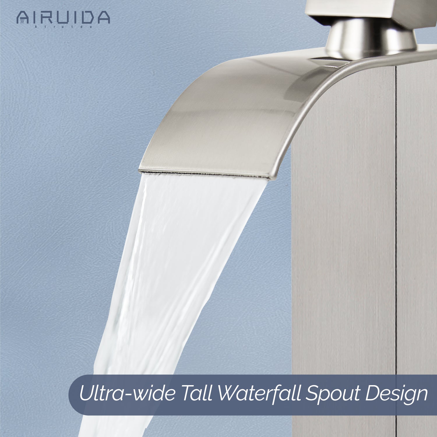 Airuida Vessel Sink Faucet Tall Waterfall Bathroom Faucet, Single Handle One Hole Mixer Bowl Tap with Large Rectangular Spout, Bar Sink Faucet Lavatory Vanity