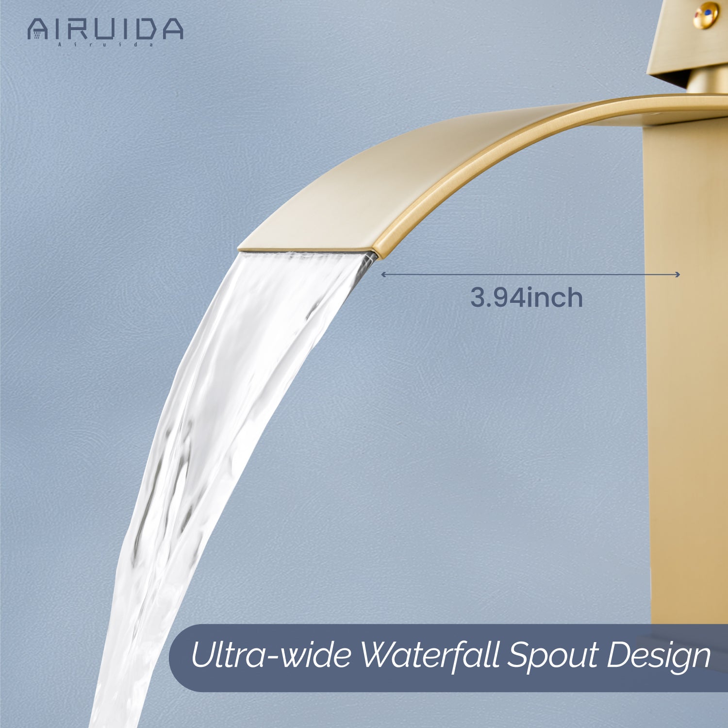 Airuida Waterfall Spout Bathroom Faucet, Single Handle Single Hole Bathroom Sink Faucet-Deck Mount with Deck Plate, Rv Lavatory Vanity Faucet