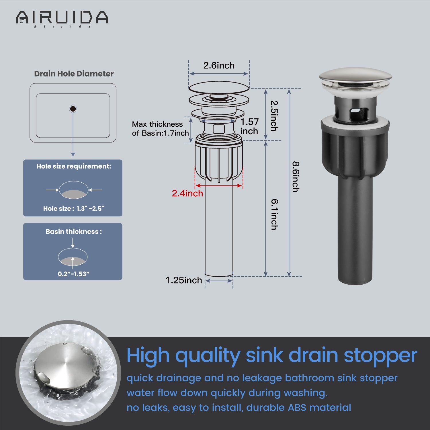 Airuida Bathroom Bowl Vessel Sink Faucet Short Bathroom Stainless Steel Faucet Single Handle Single Hole Deck Mount with Circular Spout Lavatory Vanity with Pop Up Drain