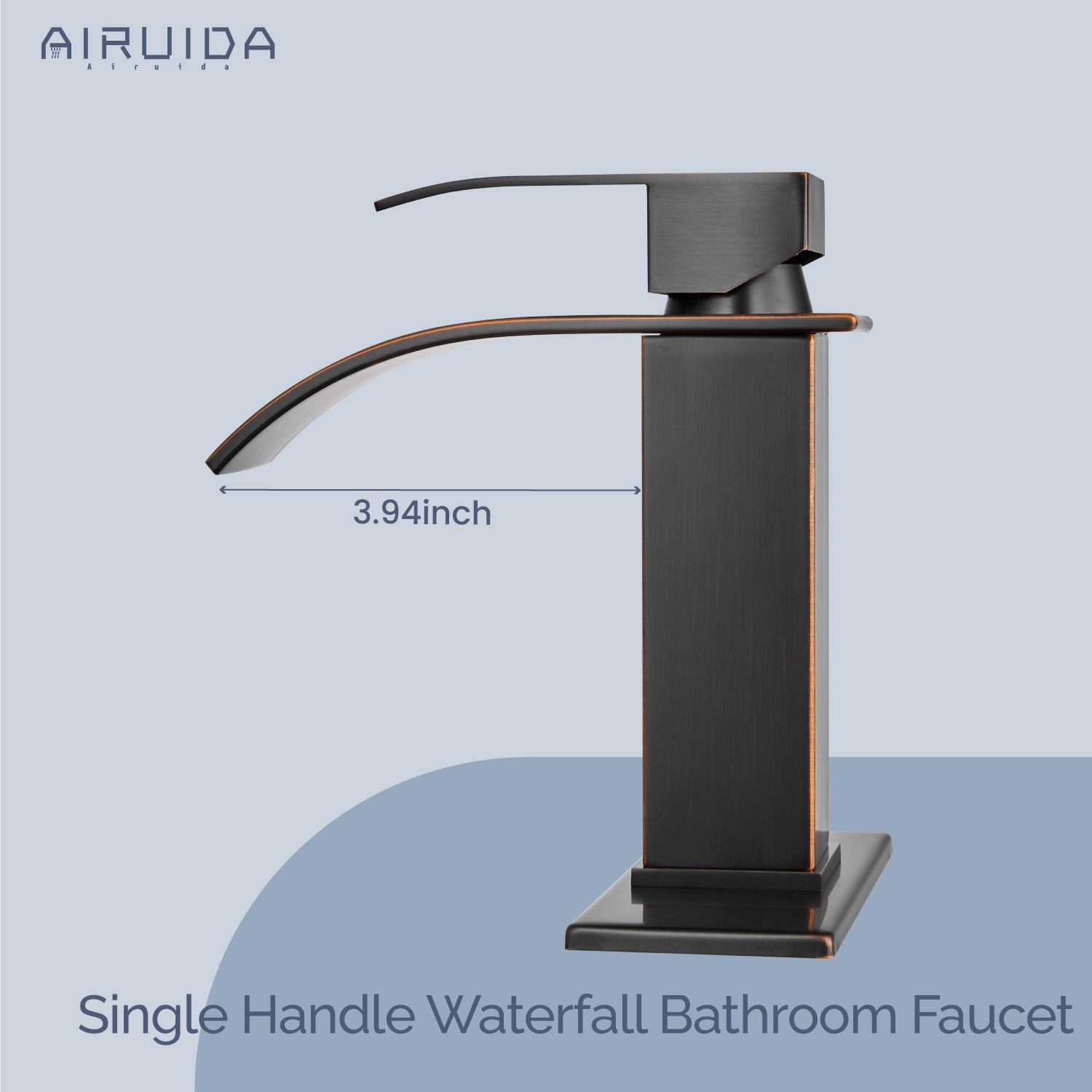 Airuida Waterfall Spout Bathroom Faucet, Single Handle Single Hole Bathroom Sink Faucet-Deck Mount with Deck Plate, Rv Lavatory Vanity Faucet