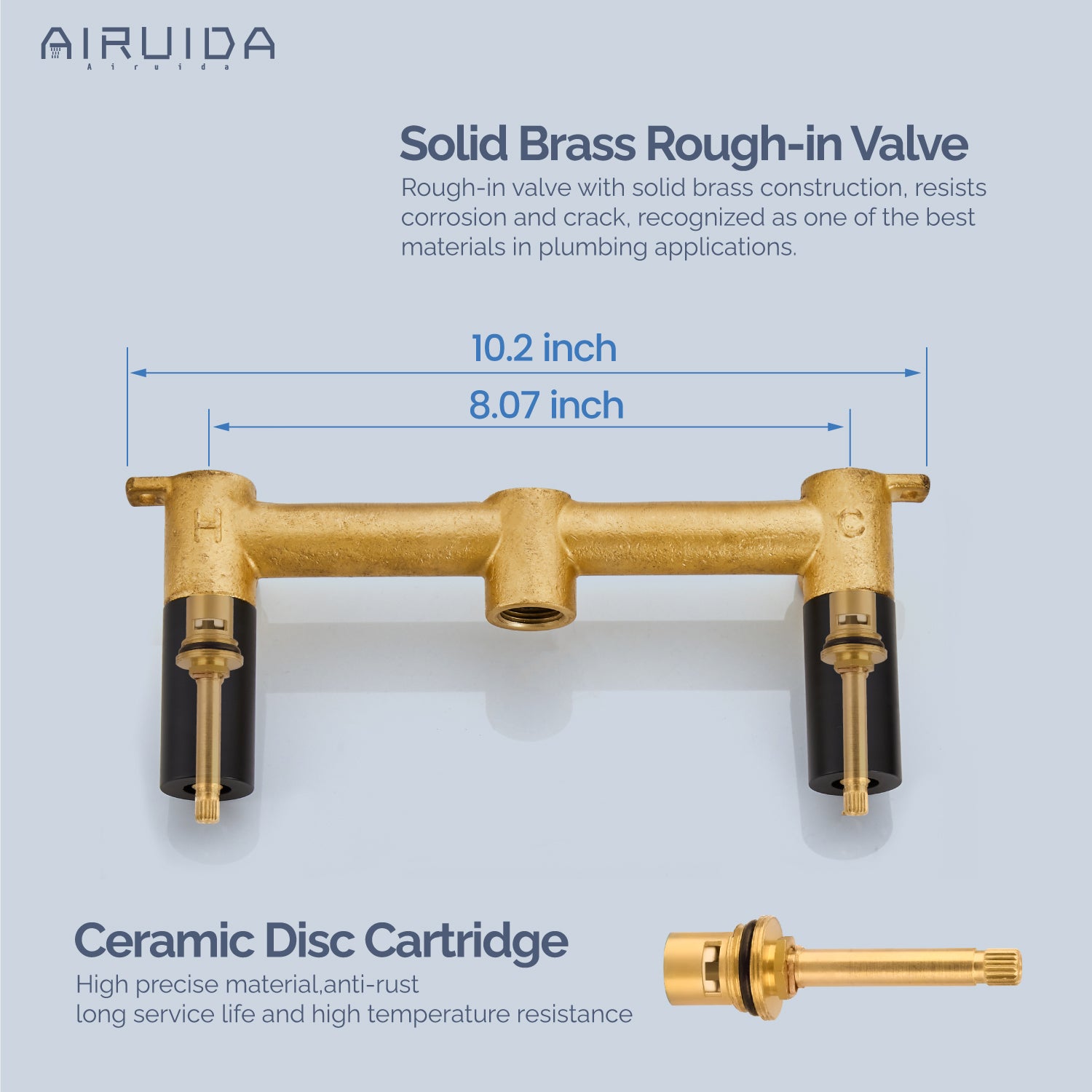 Airuida Wall Mounted Tub Faucet, Wall Mount Tub Filler,Wall Mount Bathtub Faucet with High Flow Two Cross Solid Brass Handles, Long Spout Reach with Rough-in Valve Included