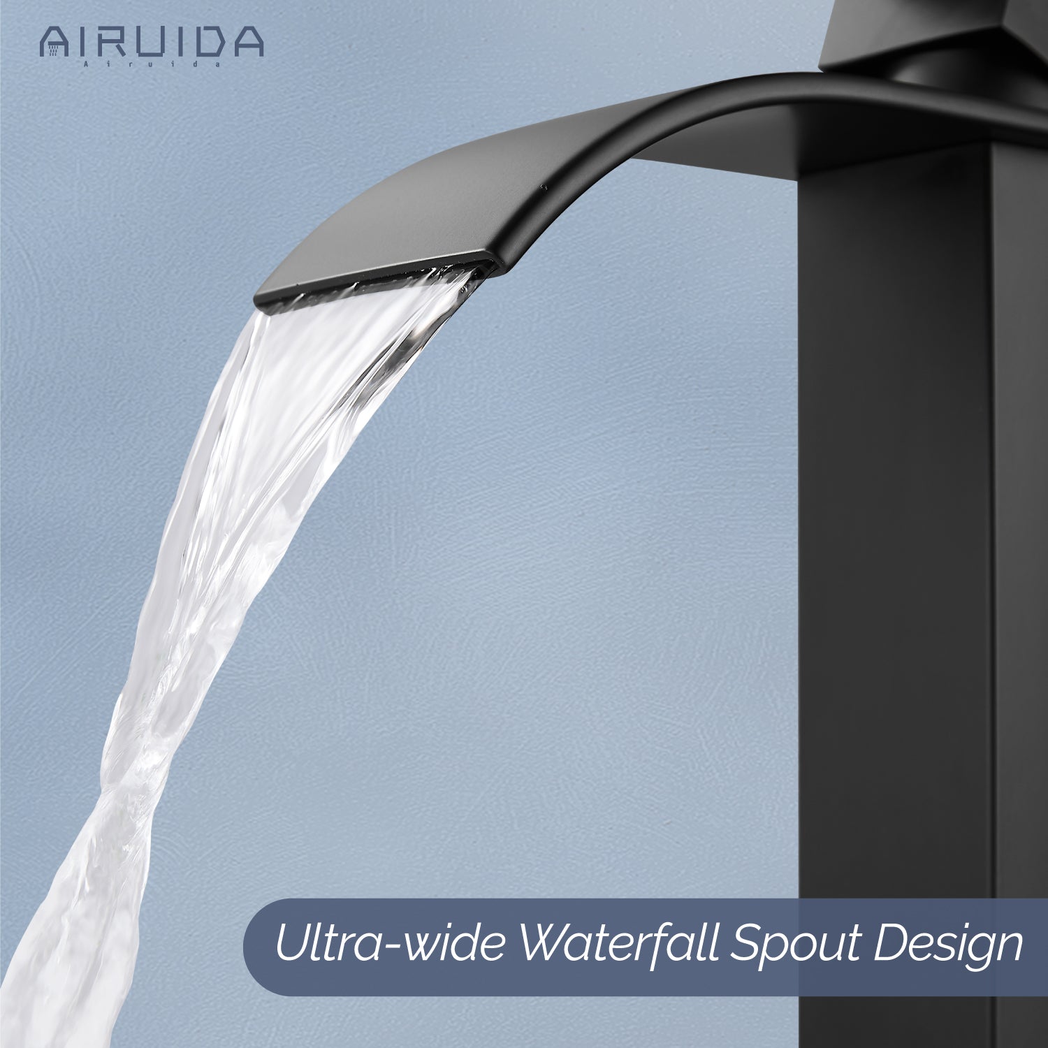 Airuida Waterfall Spout Bathroom Faucet, Single Handle Single Hole Bathroom Sink Faucet-Deck Mount with Deck Plate, Rv Lavatory Vanity Faucet