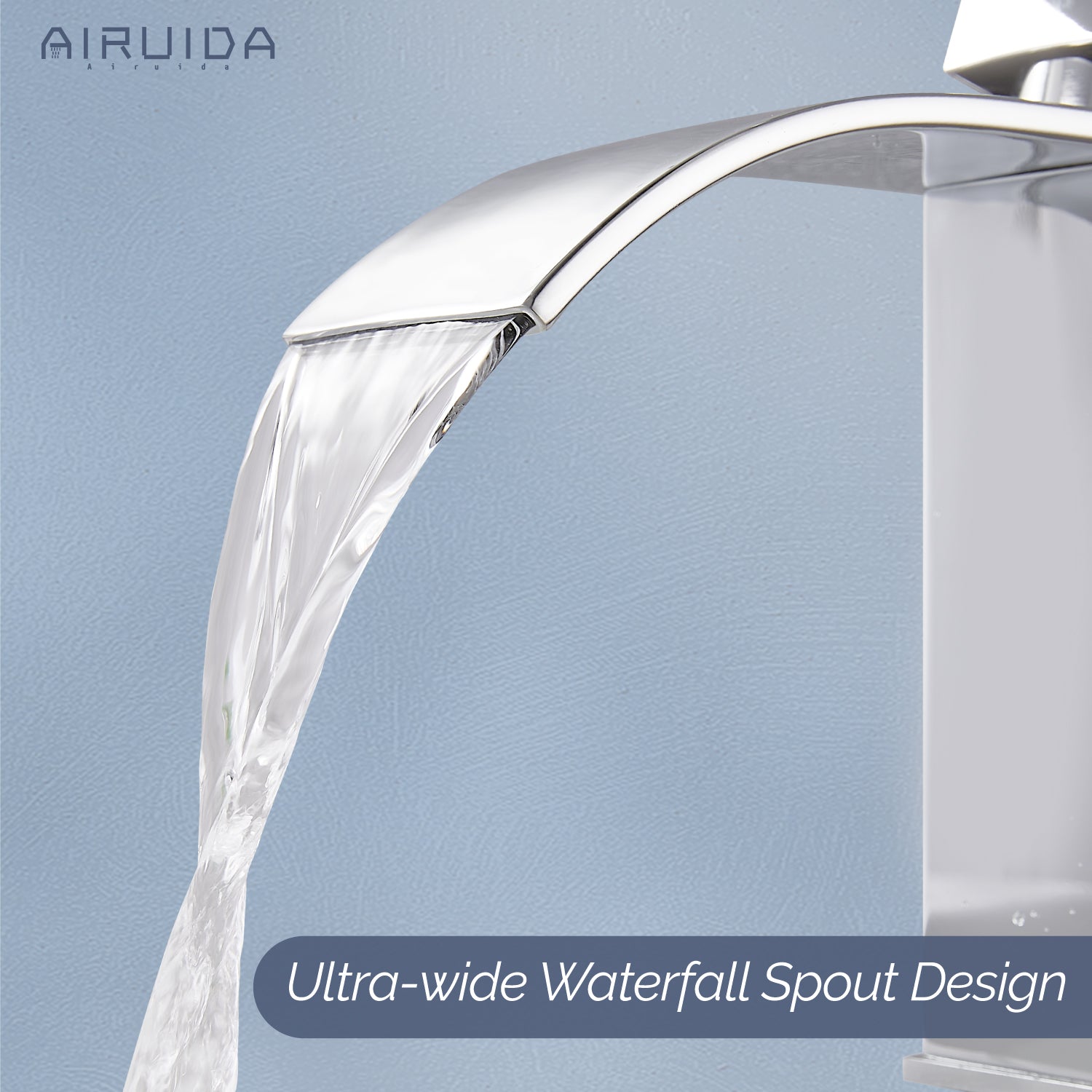 Airuida Waterfall Spout Bathroom Faucet, Single Handle Single Hole Bathroom Sink Faucet-Deck Mount with Deck Plate, Rv Lavatory Vanity Faucet