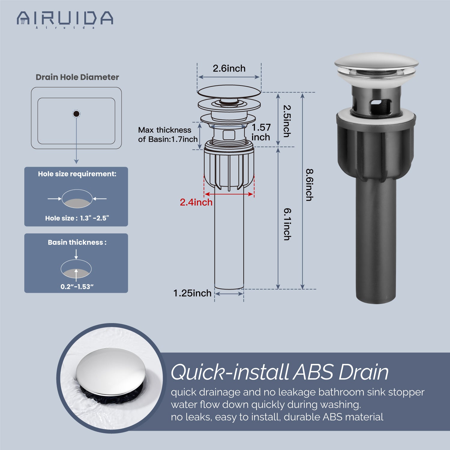 Airuida Bathroom Faucet 4 inch Centerset Two Handle Bathroom Sink Faucet 360°Swivel Spout Bathroom Faucet with Supply Hoses and Pop Up Drain Deck Mount