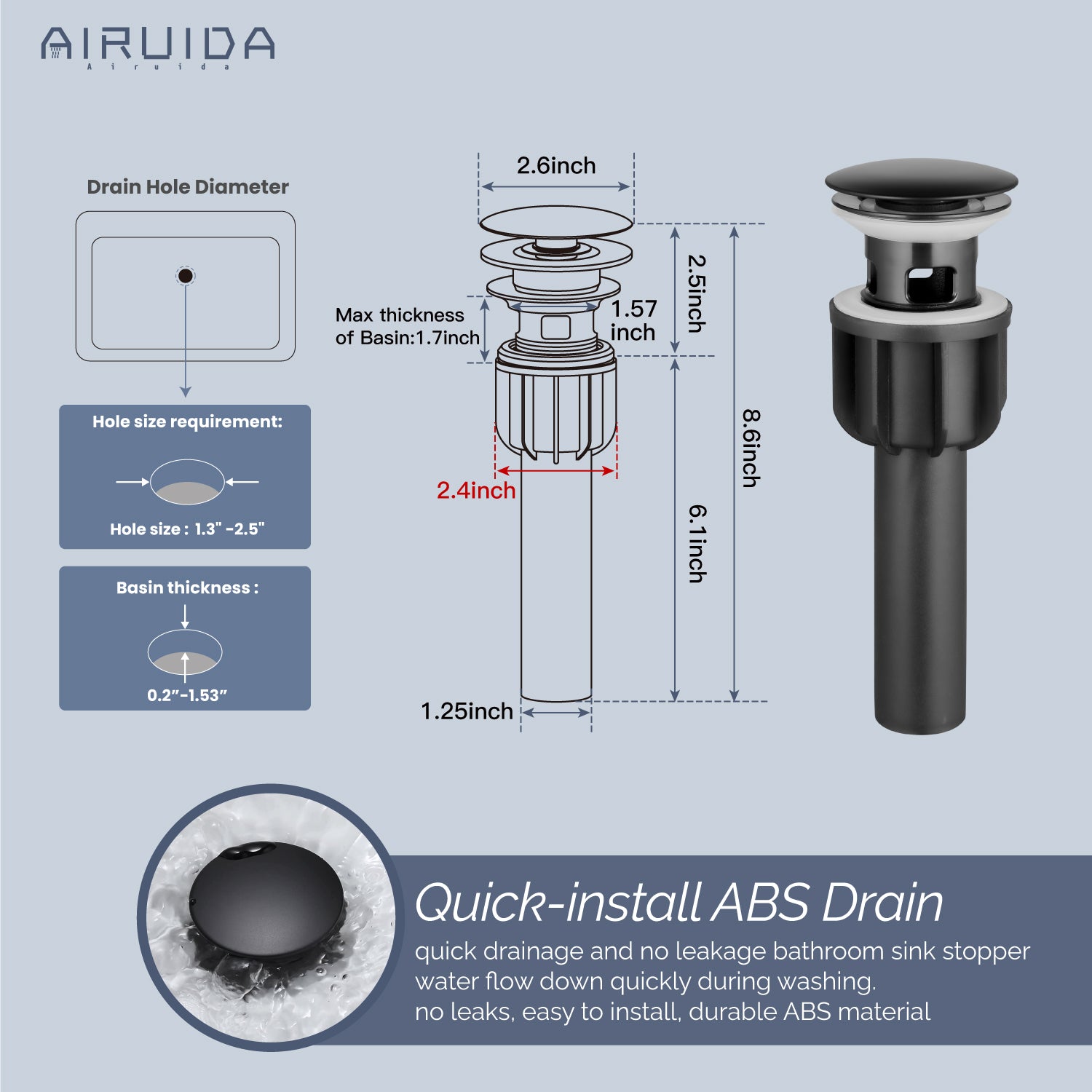 Airuida Bathroom Faucet 4 inch Centerset Two Handle Bathroom Sink Faucet 360°Swivel Spout Bathroom Faucet with Supply Hoses and Pop Up Drain Deck Mount