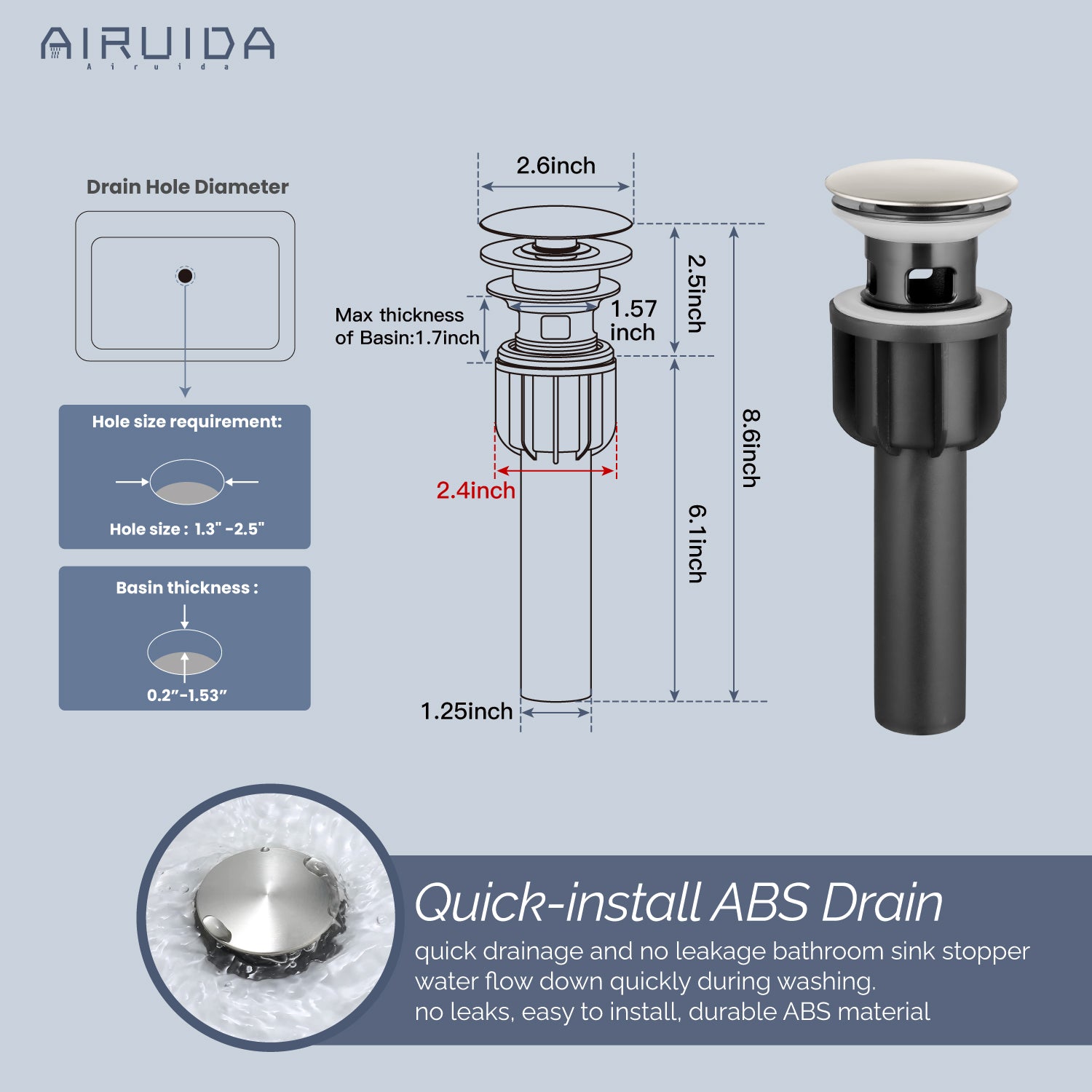 Airuida Bathroom Faucet 4 inch Centerset Two Handle Bathroom Sink Faucet 360°Swivel Spout Bathroom Faucet with Supply Hoses and Pop Up Drain Deck Mount