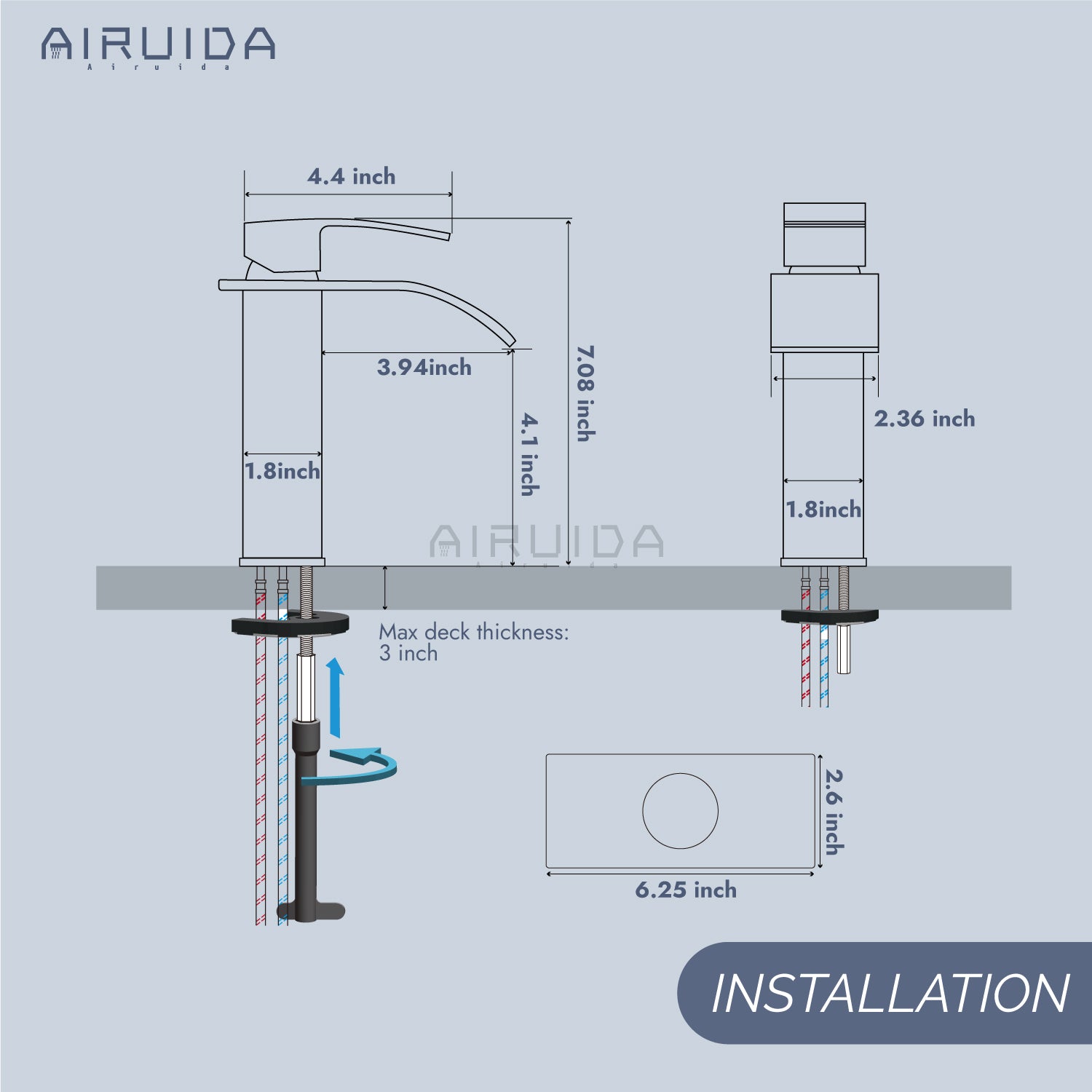 Airuida Waterfall Spout Bathroom Faucet, Single Handle Single Hole Bathroom Sink Faucet-Deck Mount with Deck Plate, Rv Lavatory Vanity Faucet