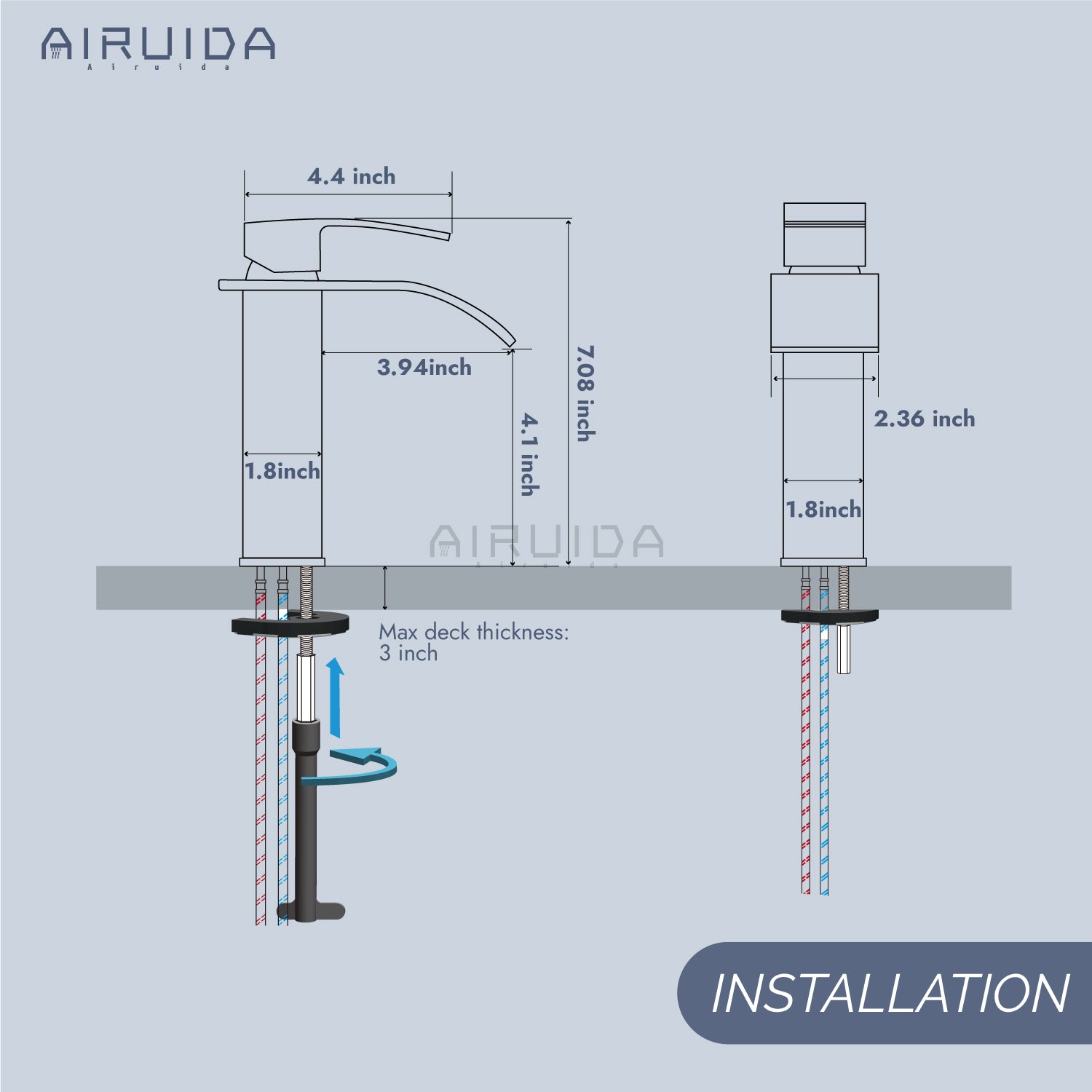 Airuida Waterfall Spout Bathroom Faucet, Single Handle Single Hole Bathroom Sink Faucet-Deck Mount with Deck Plate, Rv Lavatory Vanity Faucet