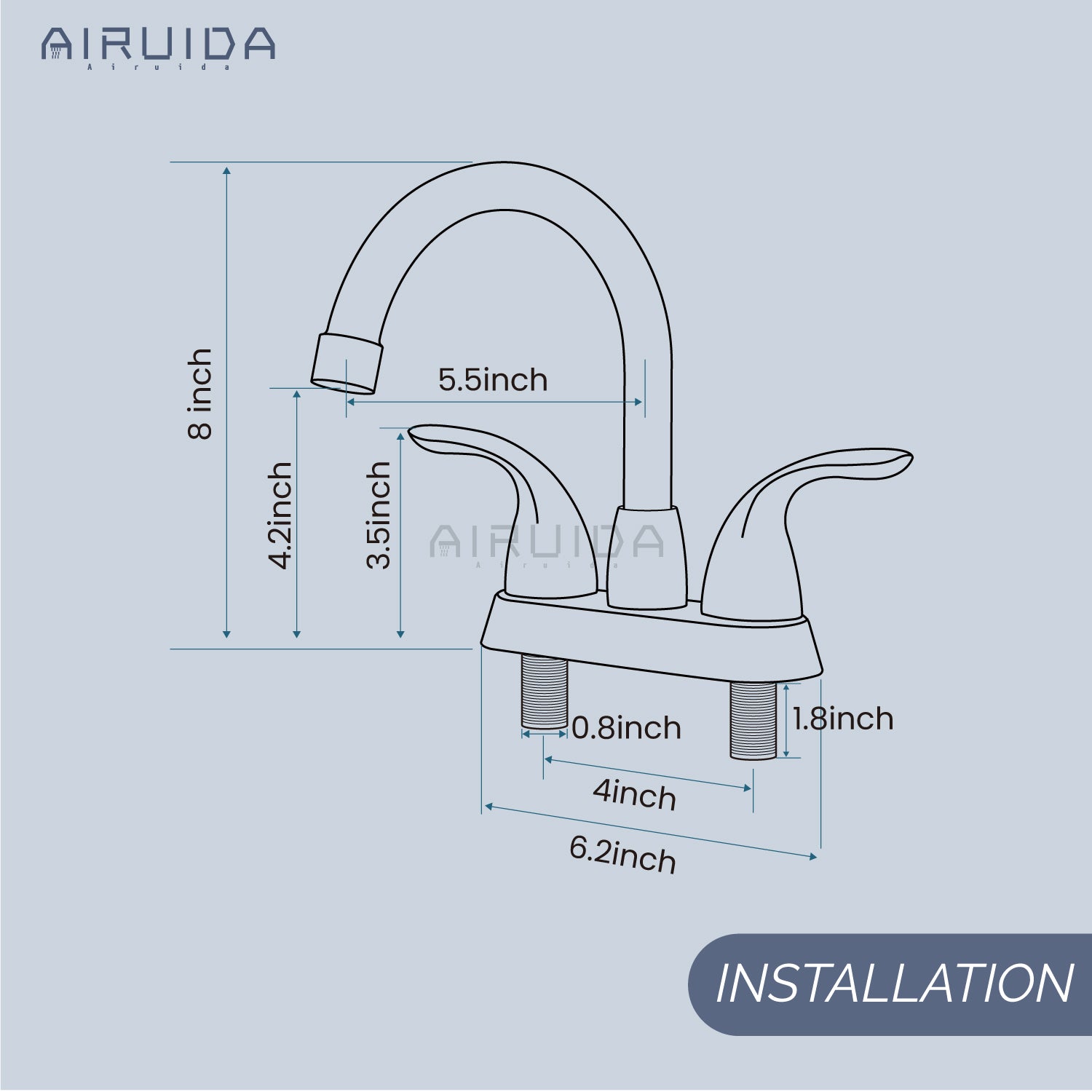 Airuida Bathroom Faucet 4 inch Centerset Two Handle Bathroom Sink Faucet 360°Swivel Spout Bathroom Faucet with Supply Hoses and Pop Up Drain Deck Mount