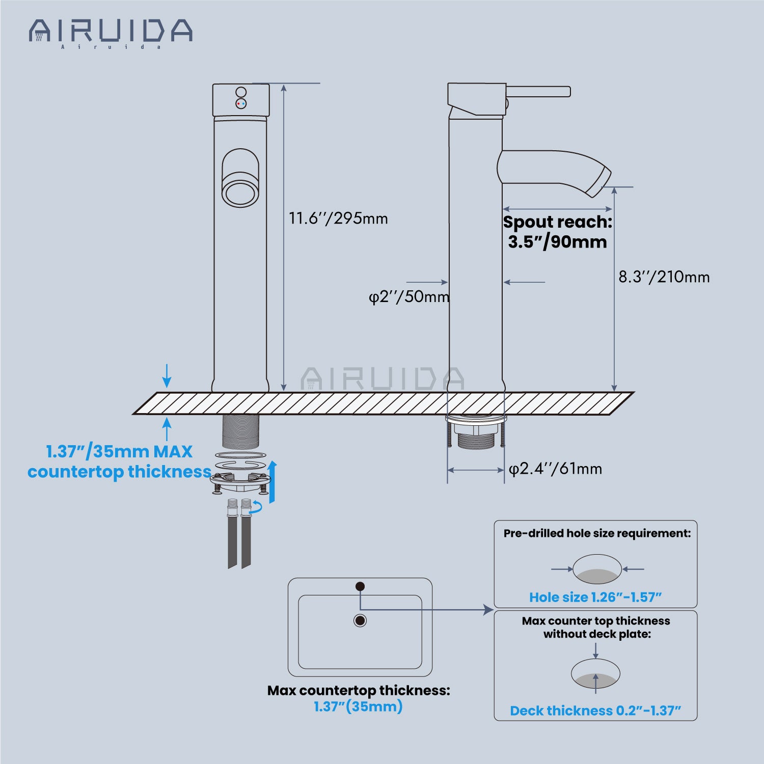 Airuida Vessel Bowl Sink Faucet Bathroom Single Handle Single Hole Deck Mount Stainless Steel Tall Bathroom Faucet with Pop Up Drain Sink Faucet Lavatory Vanity