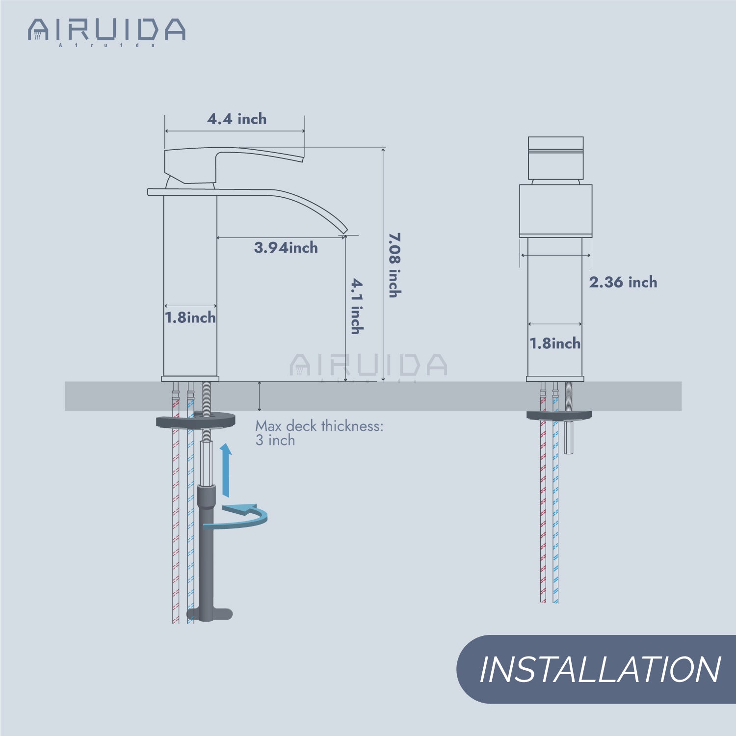 Airuida Waterfall Spout Bathroom Faucet, Single Handle Single Hole Bathroom Sink Faucet-Deck Mount with Deck Plate, Rv Lavatory Vanity Faucet